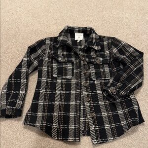 Hayden girls Plaid Long Length Button Up Shacket Shirt